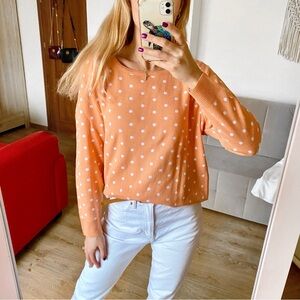 Peach White Polka Dot Sweater ⚪️